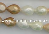 CSB415 12*15.5mm faceted teardrop mixed color shell pearl beads