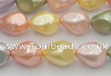 CSB416 12*15.5mm faceted teardrop mixed color shell pearl beads