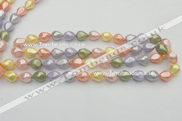 CSB416 12*15.5mm faceted teardrop mixed color shell pearl beads