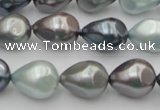 CSB417 12*15.5mm faceted teardrop mixed color shell pearl beads