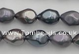 CSB418 12*15.5mm faceted teardrop mixed color shell pearl beads