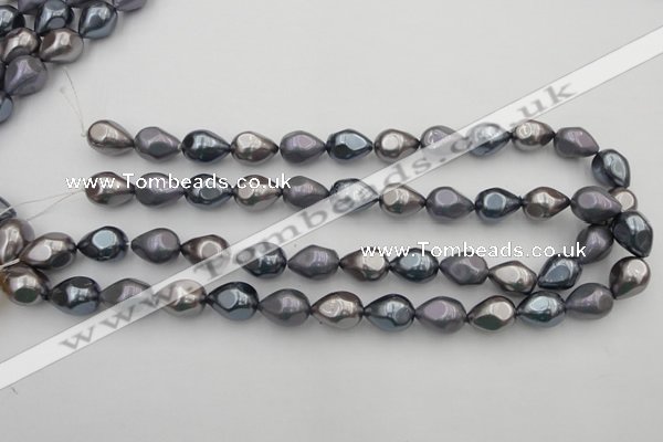 CSB418 12*15.5mm faceted teardrop mixed color shell pearl beads