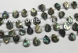 CSB4186 Top drilled 10*14mm flat teardrop balone shell beads