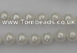 CSB426 15.5 inches 10mm round shell pearl with rhinestone beads
