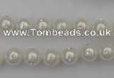 CSB426 15.5 inches 10mm round shell pearl with rhinestone beads