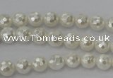 CSB450 15.5 inches 6mm faceted round shell pearl beads