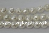 CSB451 15.5 inches 8mm faceted round shell pearl beads