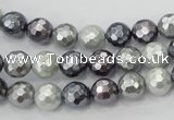 CSB460 15.5 inches 8mm faceted round mixed color shell pearl beads