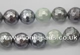 CSB461 15.5 inches 10mm faceted round mixed color shell pearl beads