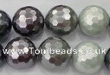 CSB464 15.5 inches 16mm faceted round mixed color shell pearl beads