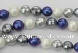 CSB480 15.5 inches 8mm faceted round mixed color shell pearl beads