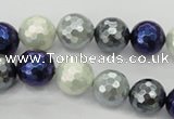 CSB482 15.5 inches 12mm faceted round mixed color shell pearl beads