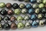 CSB530 15.5 inches 8mm faceted round mixed color shell pearl beads