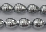 CSB550 15.5 inches 12*15mm whorl teardrop shell pearl beads