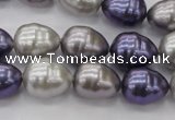 CSB551 15.5 inches 12*15mm whorl teardrop mixed color shell pearl beads