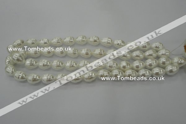 CSB557 15.5 inches 12*15mm whorl teardrop shell pearl beads