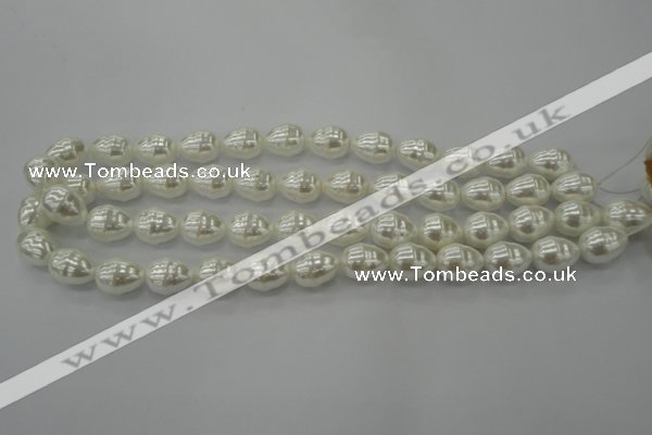 CSB557 15.5 inches 12*15mm whorl teardrop shell pearl beads