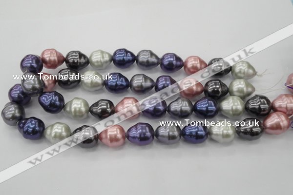 CSB573 15.5 inches 16*19mm whorl teardrop mixed color shell pearl beads