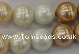 CSB636 15.5 inches 16mm whorl round mixed color shell pearl beads