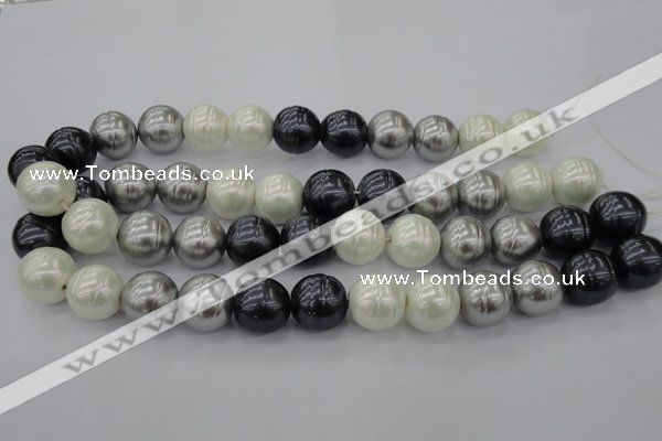 CSB650 15.5 inches 18mm whorl round mixed color shell pearl beads