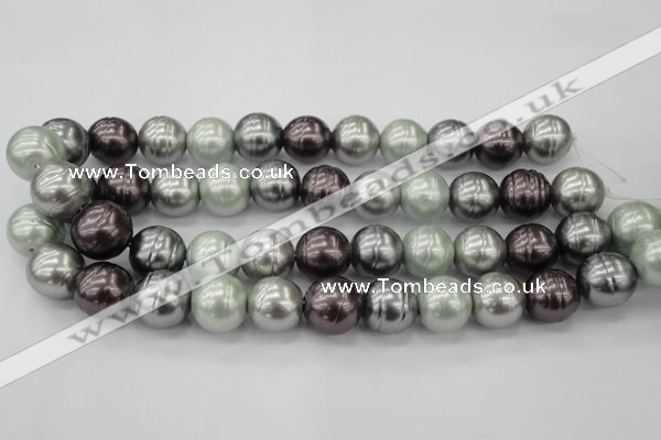 CSB651 15.5 inches 18mm whorl round mixed color shell pearl beads