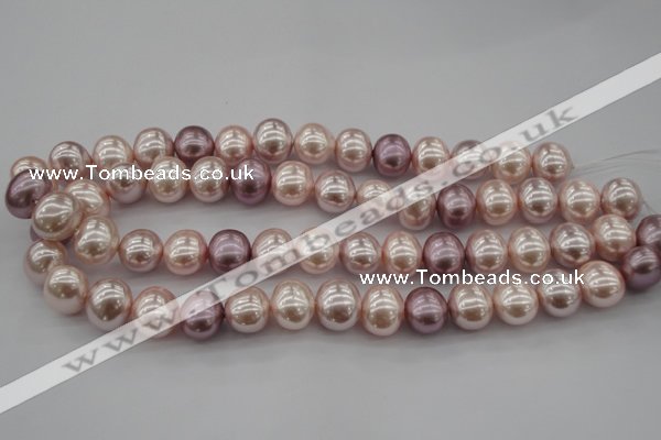 CSB693 15.5 inches 13*15mm oval mixed color shell pearl beads