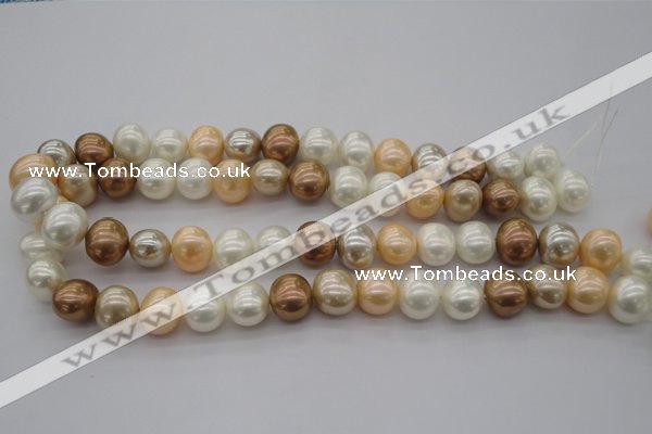 CSB695 15.5 inches 13*15mm oval mixed color shell pearl beads