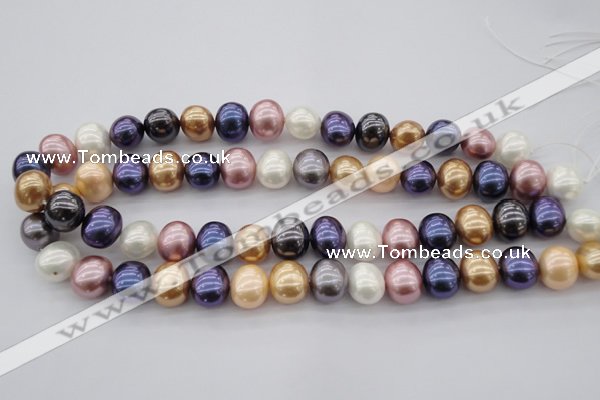 CSB696 15.5 inches 13*15mm oval mixed color shell pearl beads