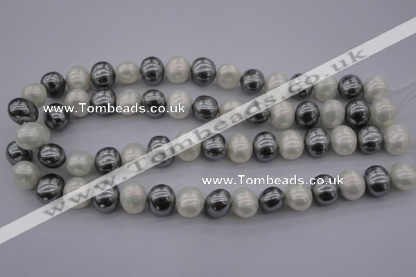 CSB697 15.5 inches 13*15mm oval mixed color shell pearl beads