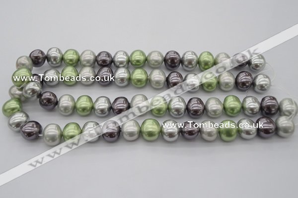 CSB698 15.5 inches 13*15mm oval mixed color shell pearl beads