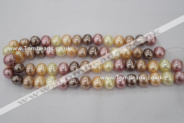 CSB699 15.5 inches 13*15mm oval mixed color shell pearl beads