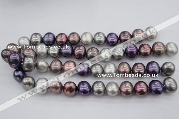 CSB714 15.5 inches 16*19mm oval mixed color shell pearl beads