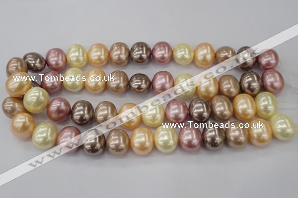 CSB715 15.5 inches 16*19mm oval mixed color shell pearl beads