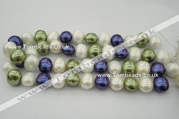 CSB717 15.5 inches 16*19mm oval mixed color shell pearl beads