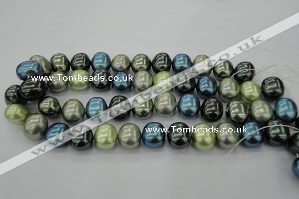 CSB719 15.5 inches 16*19mm oval mixed color shell pearl beads