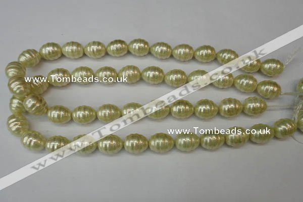 CSB887 15.5 inches 13*16mm whorl teardrop shell pearl beads wholesale