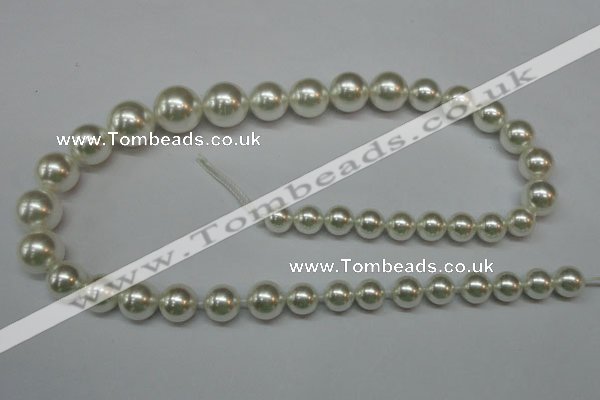 CSB920 15.5 inches 8mm - 14mm round shell pearl beads wholesale