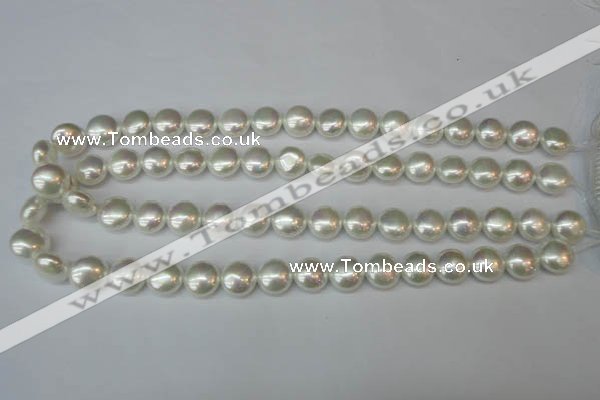 CSB940 15.5 inches 12mm flat round shell pearl beads wholesale