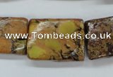 CSE148 18*25mm twisted rectangle dyed natural sea sediment jasper beads