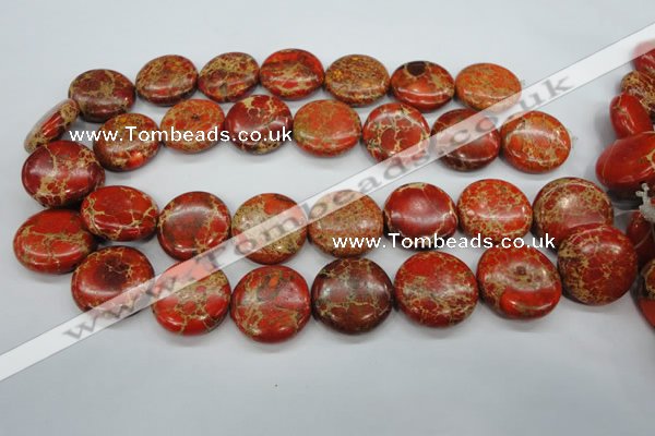 CSE195 15.5 inches 25mm flat round dyed natural sea sediment jasper beads