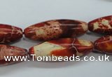 CSE208 15.5 inches 10*30mm rice dyed natural sea sediment jasper beads