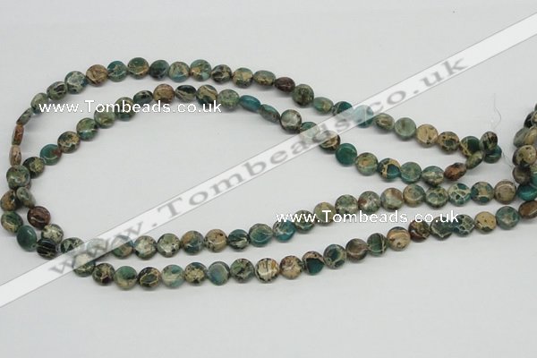 CSE5007 15.5 inches 8mm flat round natural sea sediment jasper beads