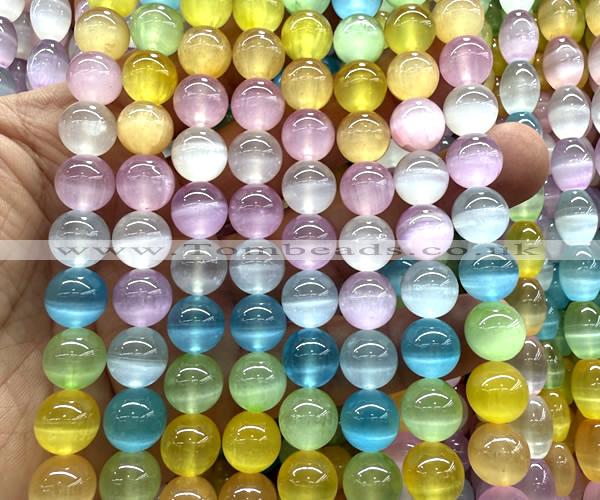 CSE751 15 inches 8mm round rainbow selenite beads wholesale