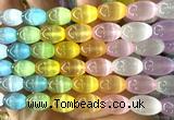 CSE756 15 inches 10*14mm rice rainbow selenite beads wholesale