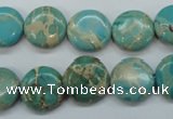 CSE84 15.5 inches 14mm flat round dyed natural sea sediment jasper beads