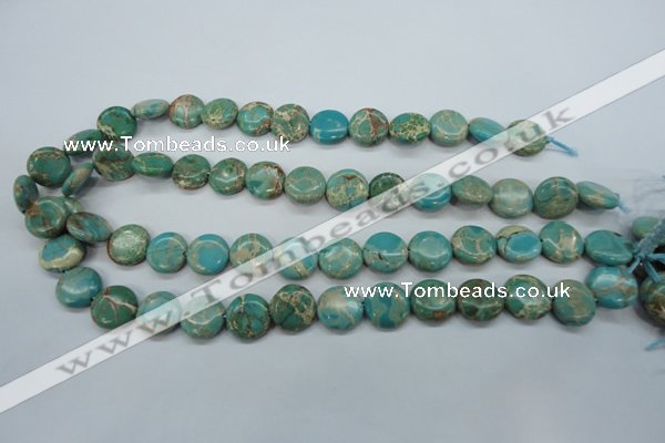 CSE84 15.5 inches 14mm flat round dyed natural sea sediment jasper beads