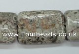 CSF10 15.5 inches 22*30mm rectangle shell fossil jasper beads