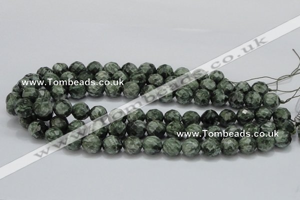 CSH09 15.5 inches 14mm faceted round natural seraphinite beads