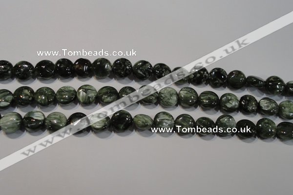 CSH120 15.5 inches 8mm flat round natural seraphinite gemstone beads