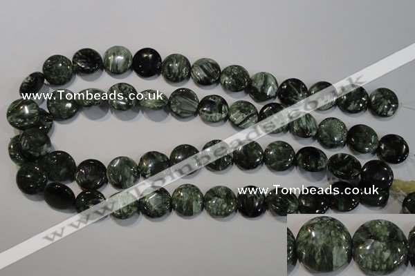 CSH124 15.5 inches 16mm flat round natural seraphinite gemstone beads